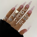 Miniatyrbild 3 av 6: Mode Punk Guld Färg Bred Kedje Ringar Set För Kvinnor Flickor Kristall Blomma Fjäril Finger Ring 2022 Kvinnliga Knuckle Smycken style12