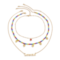 Miniatyrbild 6 av 8: Retro kontrastfärg Risformade pärlor Strängade pärlor Halsband Dam enkel bohemisk tofs handvävt halsband Style 2 Gold 2160