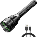 Miniatyrbild 1 av 5: Kraftfull LED-fackla, vattentät, superljus uppladdningsbar USB -ficklampa, idealisk för patrullering, vandring, camping, jakt