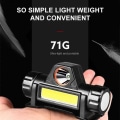 Miniatyrbild 3 av 6: Head Ficklampa Front Led Uppladdningsbara Head Lamps Cob Pannlampa 18650 Head Lantern Vattentät för camping utomhus fiske Only 1pc 300m Strong Light