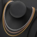 Miniatyrbild 4 av 6: 4MM Bredd Kubansk Link Chain Choker Halsband Kvinnor Män Mode Smycken Längd 16,9/17,7/19,7/21,7/23,6 tum Kubansk Chain Halsband 45CM(17.7 Inch) Rose Gold Color
