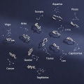 Miniatyrbild 2 av 6: Koreanskt mode Silverfärgad stjärntecken Ringar för kvinnor Glänsande kristall Zirkon Öppningsring 12 Constellation Smycken Födelsedagspresent Cancer