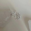 Miniatyrbild 5 av 6: Silverfärg Ihålig hjärtform Öppen Ring Set Design Söt Mode Kärlek Smycken För Kvinnor Tjejpresenter Justerbar födelsedagsfest style3