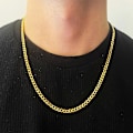Miniatyrbild 3 av 6: 4MM Bredd Kubansk Link Chain Choker Halsband Kvinnor Män Mode Smycken Längd 16,9/17,7/19,7/21,7/23,6 tum Kubansk Chain Halsband 43CM(16.9 Inch) Gold-color