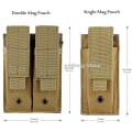 Miniatyrbild 2 av 6: 9 mm tidskriftspåse Taktisk enkel dubbel magpåse utomhus Molle tidningspåse med öppen topp för Glock M1911 92F Torch Bag Triple Bag double black