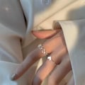 Miniatyrbild 2 av 6: Silverfärg Ihålig hjärtform Öppen Ring Set Design Söt Mode Kärlek Smycken För Kvinnor Tjejpresenter Justerbar födelsedagsfest style3