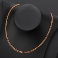 Miniatyrbild 1 av 6: 4MM Bredd Kubansk Link Chain Choker Halsband Kvinnor Män Mode Smycken Längd 16,9/17,7/19,7/21,7/23,6 tum Kubansk Chain Halsband 45CM(17.7 Inch) Rose Gold Color