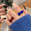 Miniatyrbild 2 av 6: Flocking rosett knut fingerring justerbar söt söt kanin ringar tecknad index ring handgjord plysch kanin bowknot smycken present style 9
