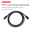Miniatyrbild 3 av 8: Typ-C hane till hona förlängningskabel 3A 60W USB C typ-c hane A1