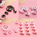 Miniatyrbild 7 av 8: 10st DIY Nya Cabochons Hantverk Blomma Triangel Tårta Resin Flatb Pink tomato