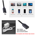 Miniatyrbild 8 av 8: Typ-C hane till hona förlängningskabel 3A 60W USB C typ-c hane A2