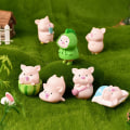 Miniatyrbild 4 av 8: Mini e Pig Figurine Djurmodell Moss Micro Landscape Home Deco C