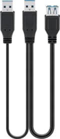 2-in-1 cable USB-A to 2x USB-A, 0.3 m, black