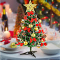 Miniatyrbilde 4 av 5: 20\"/50cm Bordplate Juletre, Kunstig Mini Julegran Med Led Lyslenke & Pynt (Juletre)-MXBC