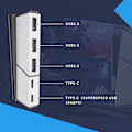 Pikkukuva 5 / 5: 5 Portin USB-keskitin Vain PS5 Slim -konsolille (levy- ja digitaalimalli), Nopea USB-porttien laajennus PS5 Slim -lisävarusteille, 2 Type C + 3 USB-A 2.0