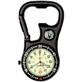 Miniatyrbillede 1 af 3: Sort Clip-On Karabiner Lommeur Med Kompas Og Flaskeåbner, Lommeur Til Læger Sygeplejersker Paramedicinere Kokke