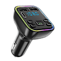 Miniatyrbillede 1 af 5: Bil Bluetooth FM Transmitter PD Dobbelt USB 3.1A Hurtig Oplader Adapter Farverigt Ambient Lys Håndfri MP3 Modulator Afspiller