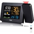 Trådlös väderstation Termometer Hygrometer med sensor, Projektionsväderklocka, Inomhus/Utomhus termometer med RCC radiokontroll, Dubbla larm