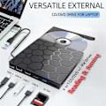 Miniatyrbillede 3 af 5: Ekstern CD/DVD-drev, 7 i 1 USB 3.0 CD/DVD-ROM +/-RW CD-brænder til bærbar computer, 11/10/8/7 Linux