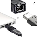 Miniatyrbillede 2 af 3: Firewire Ieee 1394 Type A 400 6-polet Hun til 1394 Type B 800 9-polet