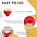 Pikkukuva 4 / 5: Popcornkulho Silikoninen Mikroaaltokulho Popcorneille - Kokoontaittuva punainen