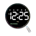 Miniatyrbild 1 av 5: Digital Väggklocka Med Fjärrkontroll, 10-tums Färgglad Dynamisk LED-klockdisplay Med Tid Datum Temperatur Vecka