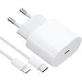 iPhone snabbladdare USB-C strömadapter 20W + 1m kabel Vit (1st laddare & 1st 1m laddningskabel)