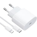 Pikkukuva 1 / 4: iPhone pikalaturi USB-C virtalähde 20W + 1m kaapeli valkoinen (1kpl laturi & 1kpl 1m latauskaapeli)