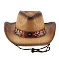 Miniatyrbild 1 av 5: Western Cowboyhatt Bredbrättad Stråhatt Gåva till Pojkvän Hatt Bredbrättad för Resor för Utomhussammankomster Khaki