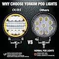 Miniatyrbillede 5 af 5: 4X LED Arbejdslampe Pods Runde Gule Spot Combo Lys Gul Tågelygte til Off Road SUV