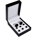 Miniatyrbillede 1 af 5: Sort Sølv Smoking Studs og Manschetknapper Sæt, Herre Manschetknapper og Manschetstuds Sæt Manschetknapper Rustfrit Stål Tux Knapper Z