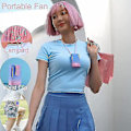 Miniatyrbild 5 av 5: Bärbar Halsfläkt, Mini Handhållen Fläkt Personlig Fläkt USB Uppladdningsbar 3 Hastigheter Liten Fickfläkt För Kvinnor Resor Utomhus (Blå/Rosa) #jlf