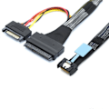 Pikkukuva 1 / 4: Gen5 MCIO Slimline SFF-8654 4I - SAS 8639 U.2 -sovitinkaapeli + 15P SATA-virtakaapelin muunninjohto C
