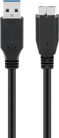 USB-A til Micro-B-kabel, 1,8 m, svart