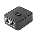 Miniatyrbild 1 av 5: ZZY-Nätverks LAN-switch 2 portar, RJ45 nätverks-tryckknappsswitch-splitter-väljare, 100m 2 in 1 ut eller 1 in 2 ut, 2-ports nätverkshub svart