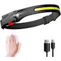Pikkukuva 1 / 3: Otsalamppu, USB ladattava otsavalaisin, 5 tilaa COB 2 LED induktio-otsavalot, vedenpitävät retkeilyvalot juoksuun, kalastukseen jne.