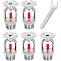 Miniatyrbild 1 av 5: 5-pack Brandsprinklerhuvud & Nyckel 155 Hängande Typ, Brandsprinklerhuvuden 1/2\" Tumsgänga 68c Snabb Respons Vattenspray Nedåt 1/2\" Npt För Hem/Kommersiell