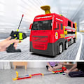 Miniatyrbillede 3 af 4: Fjernstyret Biltransportvogn med Foldbar Katapult Legesæt - Børn 2-i-1 Deformation og Skydning Løbebane Udkast