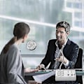 Miniatyrbilde 3 av 5: Vindushøyttalersystem, toveis vindusmikrofon intercom høyttaler, intercom system for bedrift, kontor, skole EU-plugg jn