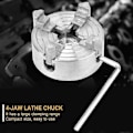 Miniatyrbild 5 av 5: Svarvchuck, Zinklegering 4-backschuck Klämtillbehör Träsvarvchuck Träbearbetningssvarvchuck Miniatyr Svarv För Mini Metall L