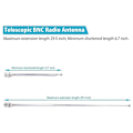 Miniatyrbillede 3 af 5: (2-pak) BNC Radioantenne med BNC Hanstik Jack Connector Adapter Teleskopisk Rustfrit Stål HF VHF UHF BNC Antenne