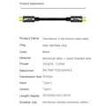 Miniatyrbilde 5 av 5: Type A 0.8m Thunderbolt 4 USB 4 Nylonflettet Type-C Kabel 40Gbps Dataledning 8K@60Hz Støtte PD