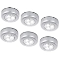 Pikkukuva 1 / 3: 6 kpl LED-akkukäyttöisiä langattomia yövalotikkuja, kosketuslamput, liimattavat painonapit valaistukseen kaappeihin, kaappeihin, tiskeihin tai aputiloihin, langattomat