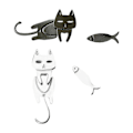 Miniatyrbillede 5 af 5: 2xfish Katte Stud Øreringe Asymmetrisk Temperament Til Ansatte Fordele Kvinder Sort