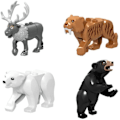 Miniatyrbillede 3 af 5: 9 stk./sæt Bygningsklodser med Dyr fra Byen, Zoo-figurer, Model af Mammut og Sabeltand, Pædagogiske Legetøj