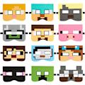 Miniatyrbillede 1 af 5: Robot Videospil Tema Festudstyr: Pixel Filtmasker Festgaver Til Børn - Klæd Dig Ud Kostumer, Maskerade Tegneserie Cosplay Og Fødselsdagsgaver Til