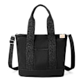 Miniatyrbillede 3 af 4: Multi-Pocket Tote Taske med Lynlås, Japansk Håndlavet Lærredstaske med Rum, Multifunktionel Skuldertaske sort