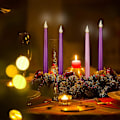 Miniatyrbild 5 av 5: 2024 Nya Wabjtam 4-pack LED-ljus utan låga Adventljus i lila och rosa för julens adventritualer, trollformler och klockspel