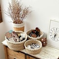 Miniatyrbild 3 av 5: 3 st/set S för M L Vävd Växtkorg Blomkruka Golv Inomhus Planterare Handvävd Tvättförvaringsorganisatör