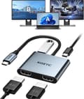Pikkukuva 1 / 5: USB C - Kaksois-HDMI-sovitin 4K@30Hz, USB C -keskitin Multiport-sovitin 2xHDMI:llä, USB